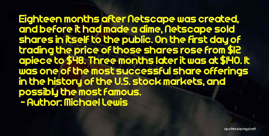 Michael Lewis Quotes: Eighteen Months After Netscape Was Created, And Before It Had Made A Dime, Netscape Sold Shares In Itself To The