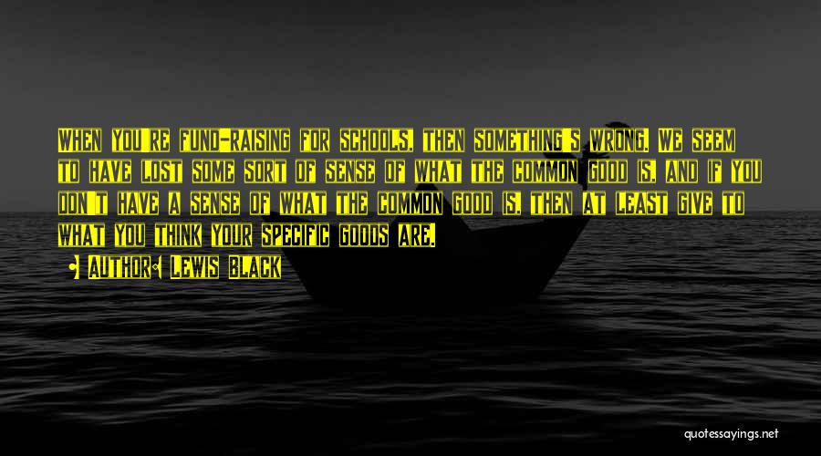 Lewis Black Quotes: When You're Fund-raising For Schools, Then Something's Wrong. We Seem To Have Lost Some Sort Of Sense Of What The
