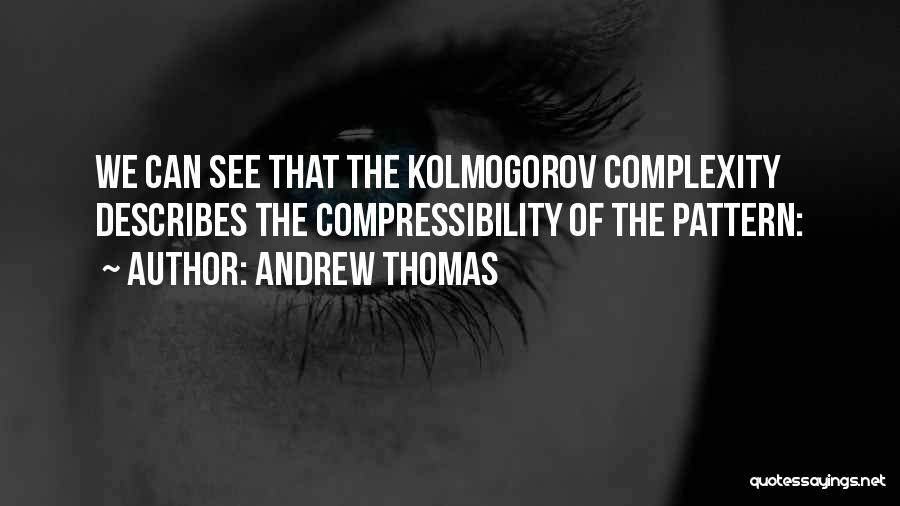 Andrew Thomas Quotes: We Can See That The Kolmogorov Complexity Describes The Compressibility Of The Pattern: