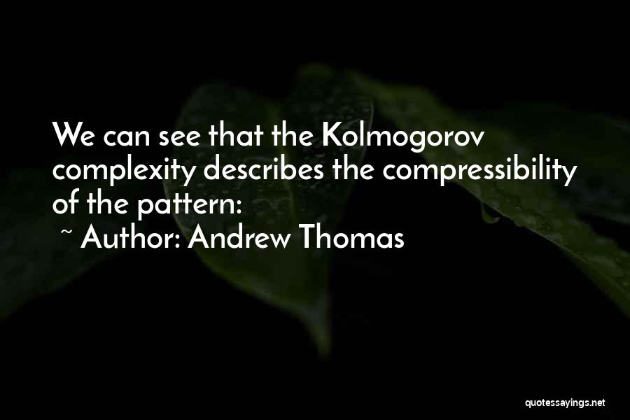 Andrew Thomas Quotes: We Can See That The Kolmogorov Complexity Describes The Compressibility Of The Pattern: