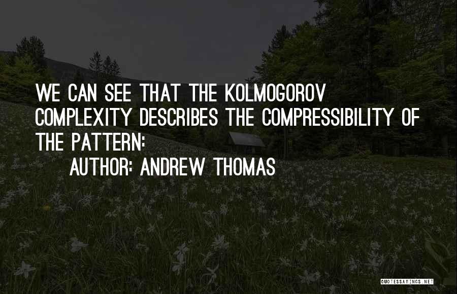 Andrew Thomas Quotes: We Can See That The Kolmogorov Complexity Describes The Compressibility Of The Pattern: