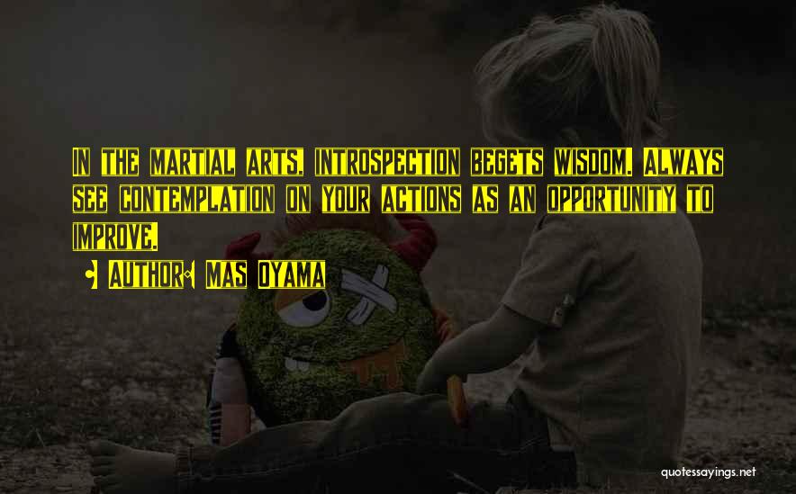Mas Oyama Quotes: In The Martial Arts, Introspection Begets Wisdom. Always See Contemplation On Your Actions As An Opportunity To Improve.
