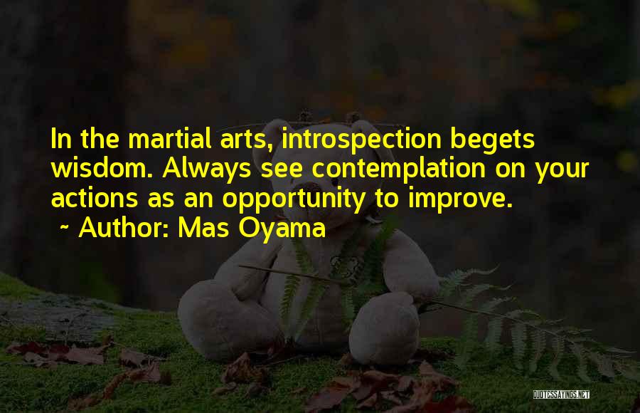 Mas Oyama Quotes: In The Martial Arts, Introspection Begets Wisdom. Always See Contemplation On Your Actions As An Opportunity To Improve.