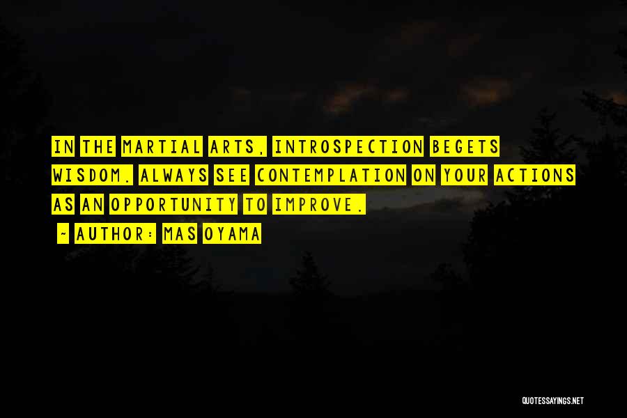 Mas Oyama Quotes: In The Martial Arts, Introspection Begets Wisdom. Always See Contemplation On Your Actions As An Opportunity To Improve.