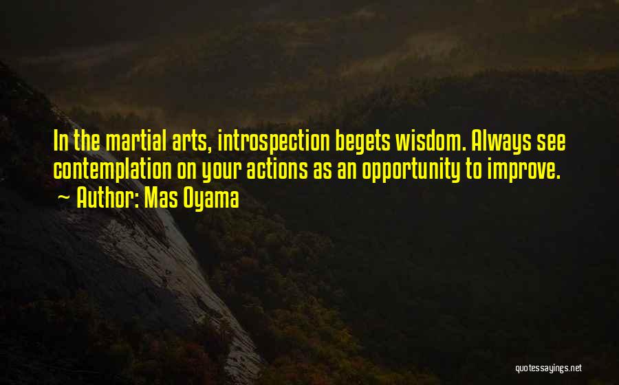 Mas Oyama Quotes: In The Martial Arts, Introspection Begets Wisdom. Always See Contemplation On Your Actions As An Opportunity To Improve.