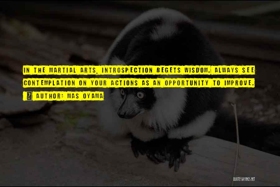 Mas Oyama Quotes: In The Martial Arts, Introspection Begets Wisdom. Always See Contemplation On Your Actions As An Opportunity To Improve.