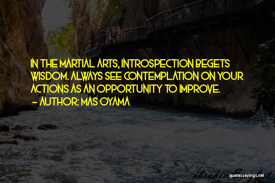 Mas Oyama Quotes: In The Martial Arts, Introspection Begets Wisdom. Always See Contemplation On Your Actions As An Opportunity To Improve.