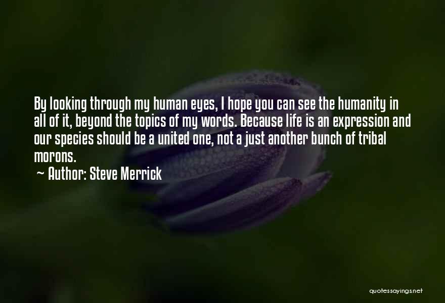 Steve Merrick Quotes: By Looking Through My Human Eyes, I Hope You Can See The Humanity In All Of It, Beyond The Topics