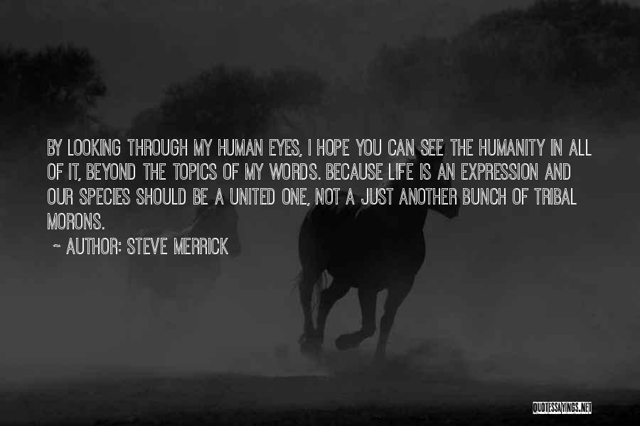 Steve Merrick Quotes: By Looking Through My Human Eyes, I Hope You Can See The Humanity In All Of It, Beyond The Topics