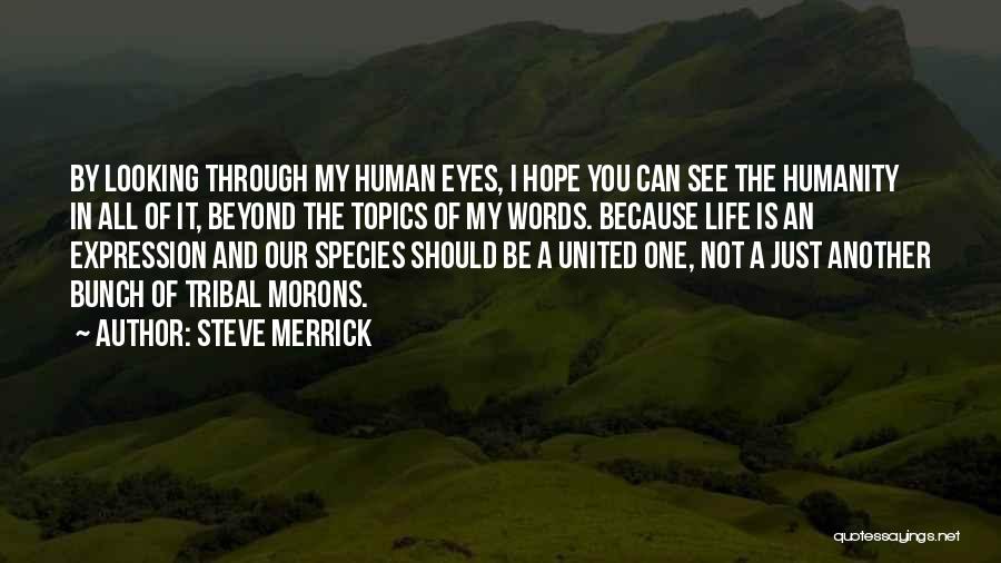 Steve Merrick Quotes: By Looking Through My Human Eyes, I Hope You Can See The Humanity In All Of It, Beyond The Topics