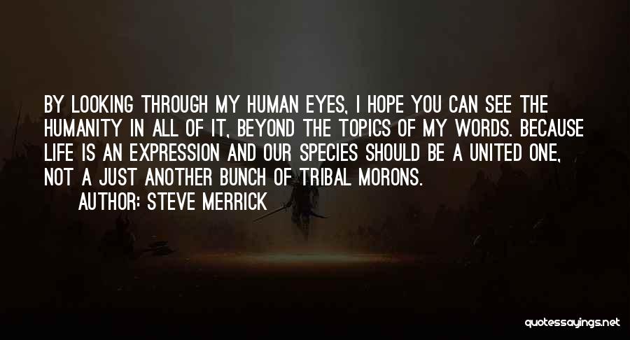 Steve Merrick Quotes: By Looking Through My Human Eyes, I Hope You Can See The Humanity In All Of It, Beyond The Topics