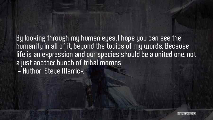 Steve Merrick Quotes: By Looking Through My Human Eyes, I Hope You Can See The Humanity In All Of It, Beyond The Topics