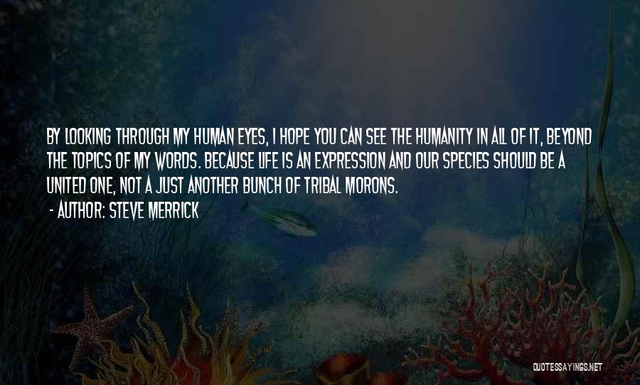 Steve Merrick Quotes: By Looking Through My Human Eyes, I Hope You Can See The Humanity In All Of It, Beyond The Topics