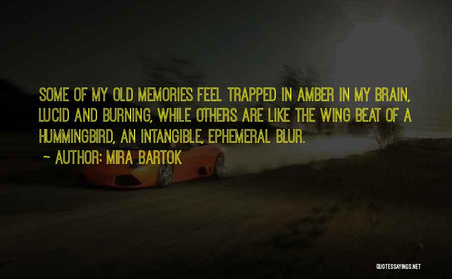 Mira Bartok Quotes: Some Of My Old Memories Feel Trapped In Amber In My Brain, Lucid And Burning, While Others Are Like The