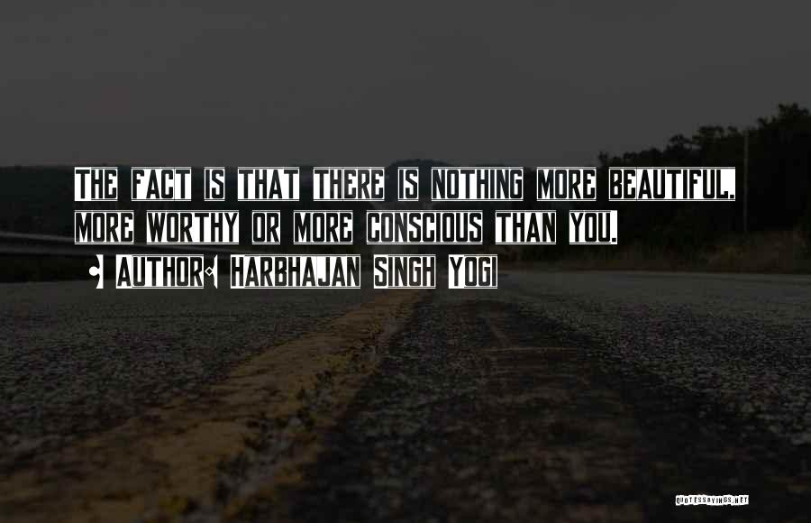 Harbhajan Singh Yogi Quotes: The Fact Is That There Is Nothing More Beautiful, More Worthy Or More Conscious Than You.