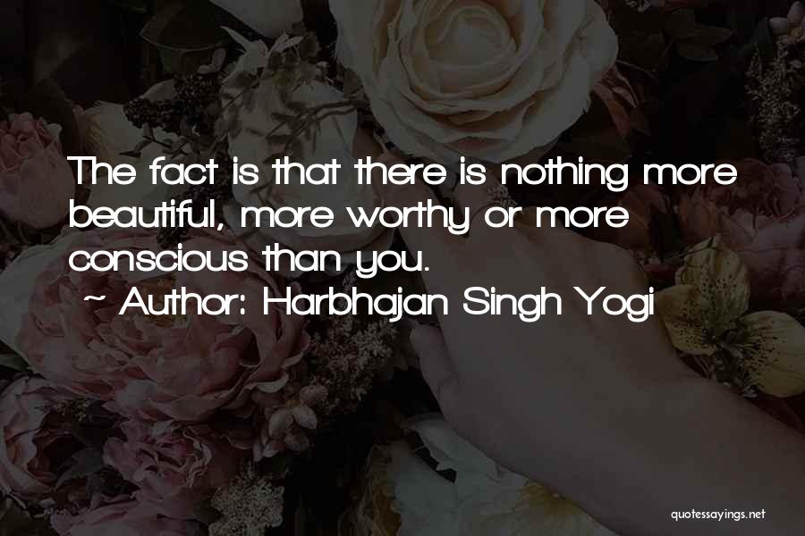 Harbhajan Singh Yogi Quotes: The Fact Is That There Is Nothing More Beautiful, More Worthy Or More Conscious Than You.