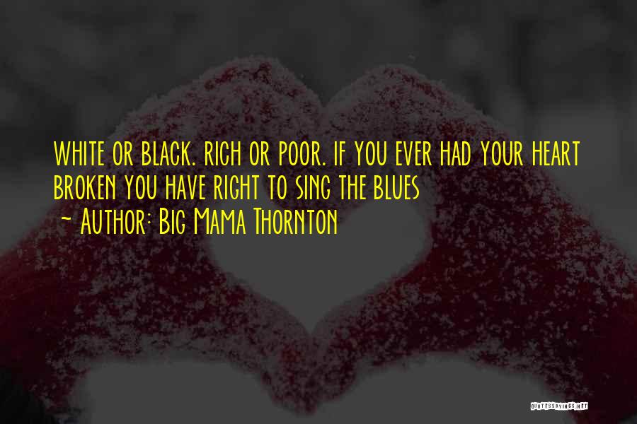 Big Mama Thornton Quotes: White Or Black. Rich Or Poor. If You Ever Had Your Heart Broken You Have Right To Sing The Blues