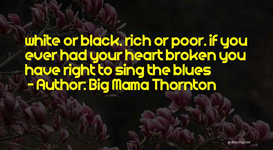 Big Mama Thornton Quotes: White Or Black. Rich Or Poor. If You Ever Had Your Heart Broken You Have Right To Sing The Blues