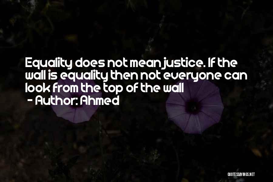 Ahmed Quotes: Equality Does Not Mean Justice. If The Wall Is Equality Then Not Everyone Can Look From The Top Of The