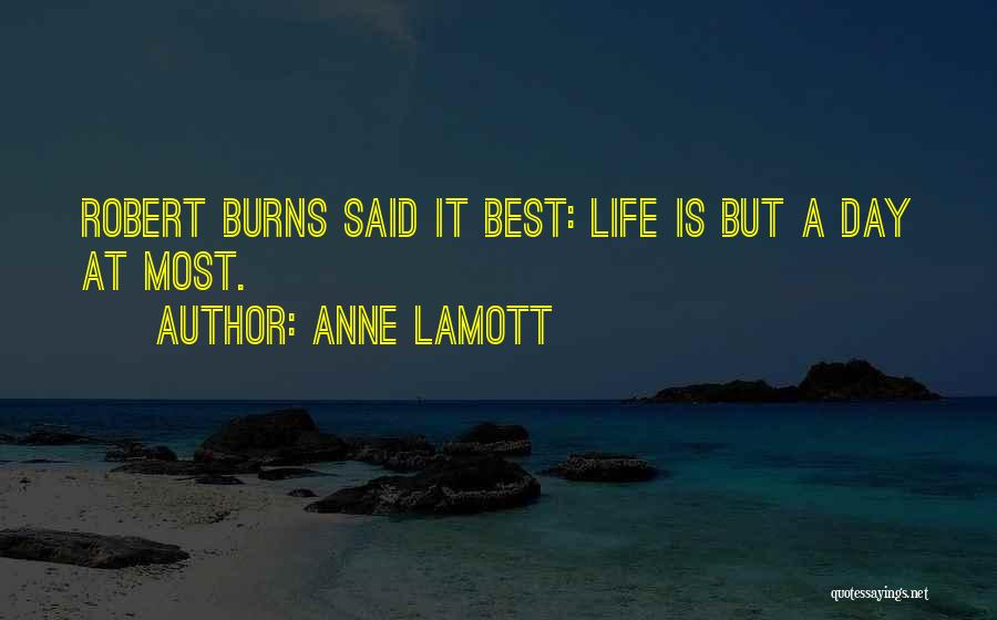 Anne Lamott Quotes: Robert Burns Said It Best: Life Is But A Day At Most.