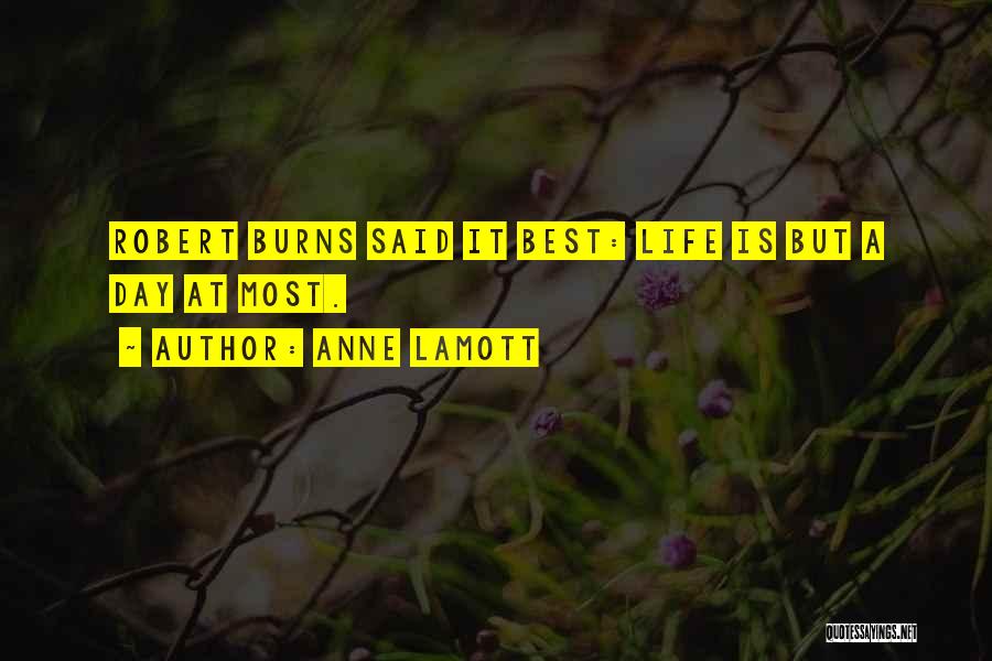 Anne Lamott Quotes: Robert Burns Said It Best: Life Is But A Day At Most.