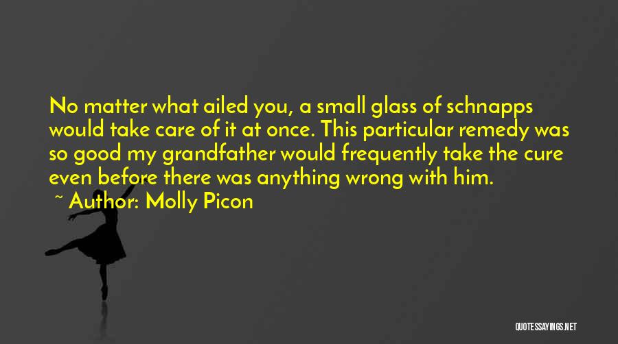 Molly Picon Quotes: No Matter What Ailed You, A Small Glass Of Schnapps Would Take Care Of It At Once. This Particular Remedy