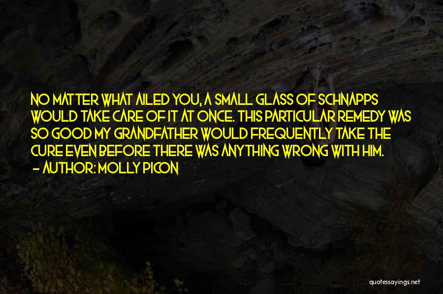 Molly Picon Quotes: No Matter What Ailed You, A Small Glass Of Schnapps Would Take Care Of It At Once. This Particular Remedy