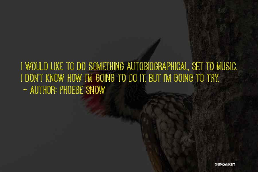 Phoebe Snow Quotes: I Would Like To Do Something Autobiographical, Set To Music. I Don't Know How I'm Going To Do It, But