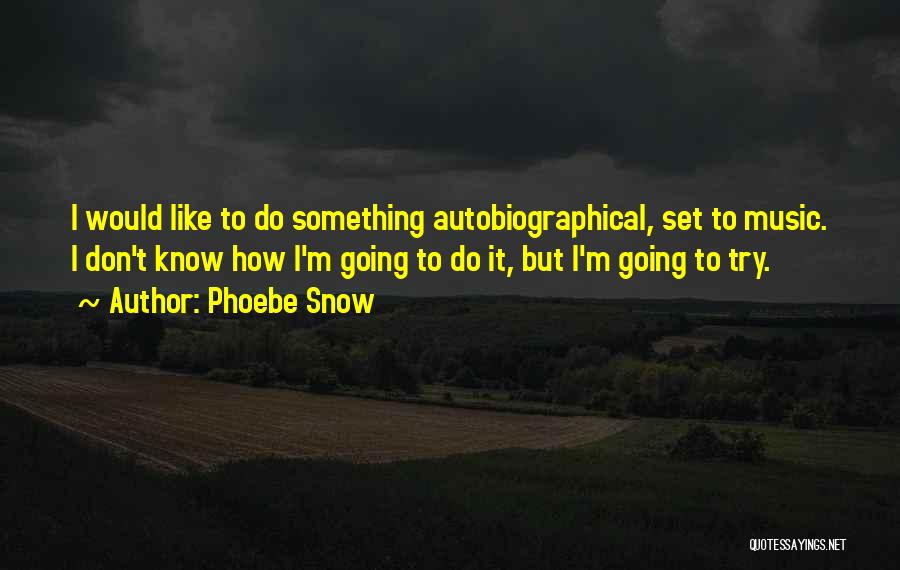 Phoebe Snow Quotes: I Would Like To Do Something Autobiographical, Set To Music. I Don't Know How I'm Going To Do It, But