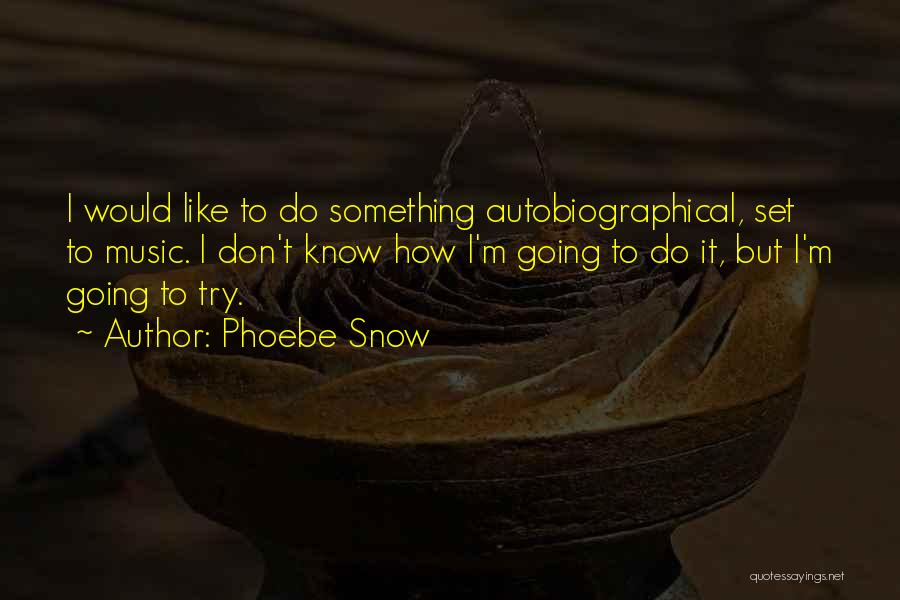Phoebe Snow Quotes: I Would Like To Do Something Autobiographical, Set To Music. I Don't Know How I'm Going To Do It, But