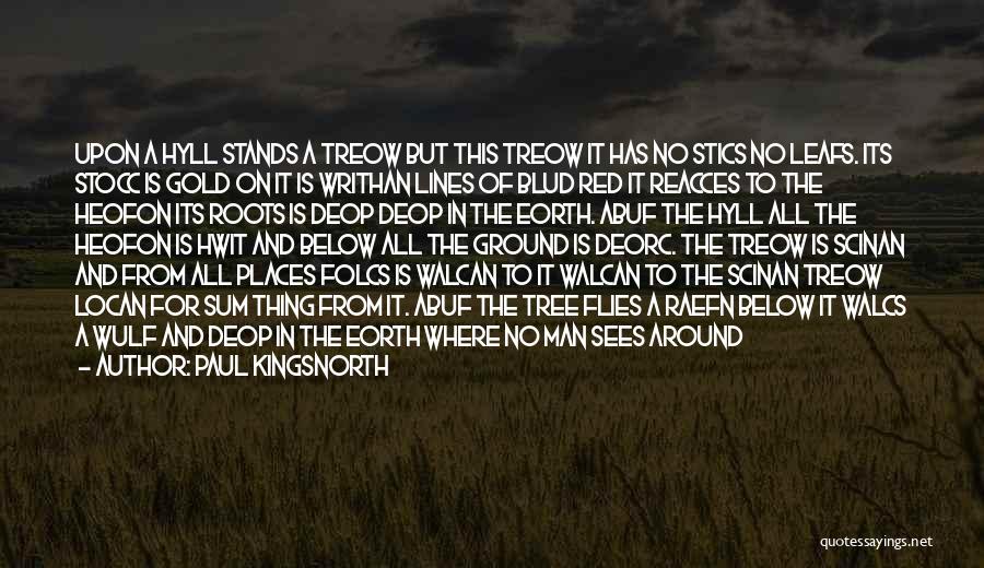 Paul Kingsnorth Quotes: Upon A Hyll Stands A Treow But This Treow It Has No Stics No Leafs. Its Stocc Is Gold On