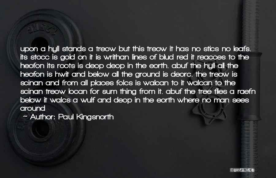 Paul Kingsnorth Quotes: Upon A Hyll Stands A Treow But This Treow It Has No Stics No Leafs. Its Stocc Is Gold On