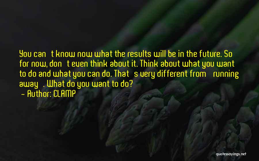 CLAMP Quotes: You Can't Know Now What The Results Will Be In The Future. So For Now, Don't Even Think About It.