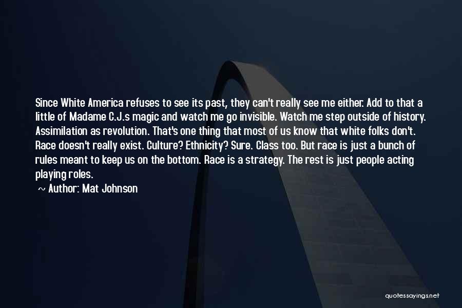 Mat Johnson Quotes: Since White America Refuses To See Its Past, They Can't Really See Me Either. Add To That A Little Of