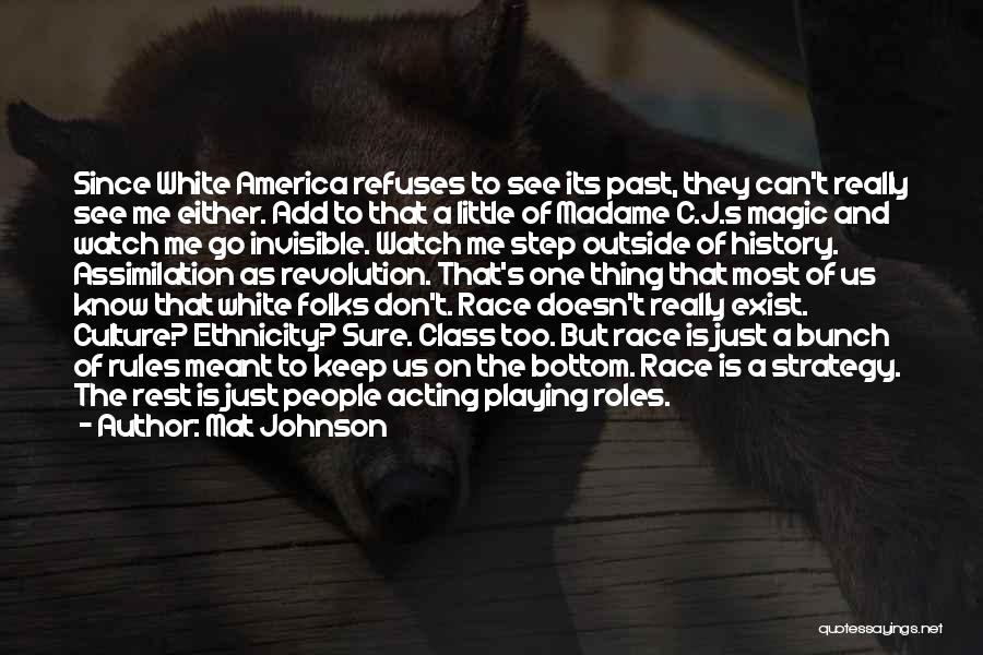 Mat Johnson Quotes: Since White America Refuses To See Its Past, They Can't Really See Me Either. Add To That A Little Of