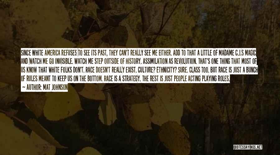 Mat Johnson Quotes: Since White America Refuses To See Its Past, They Can't Really See Me Either. Add To That A Little Of