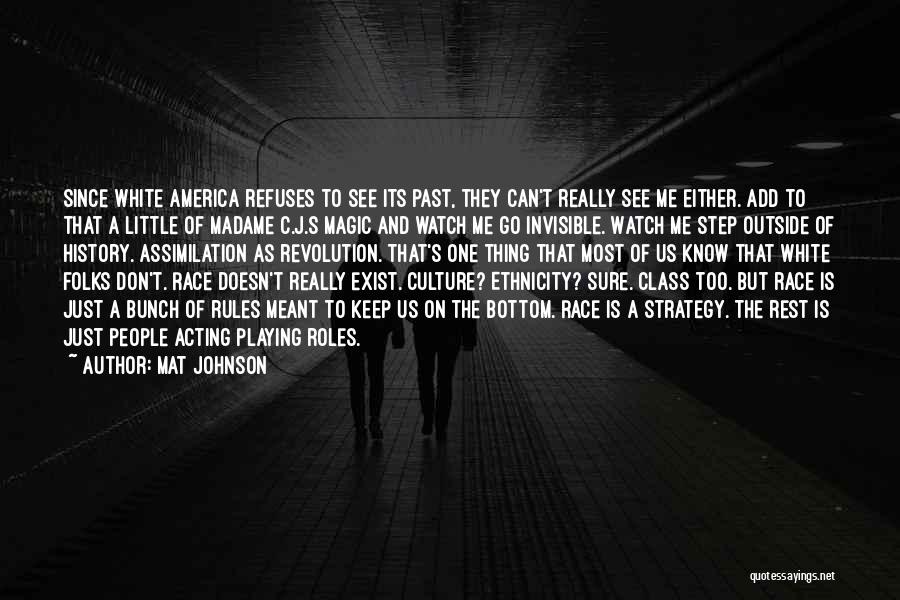 Mat Johnson Quotes: Since White America Refuses To See Its Past, They Can't Really See Me Either. Add To That A Little Of