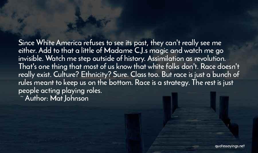 Mat Johnson Quotes: Since White America Refuses To See Its Past, They Can't Really See Me Either. Add To That A Little Of