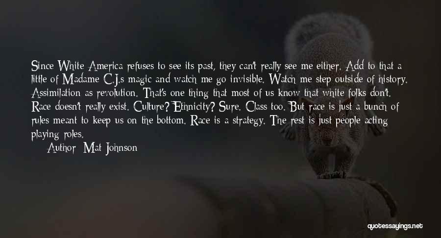 Mat Johnson Quotes: Since White America Refuses To See Its Past, They Can't Really See Me Either. Add To That A Little Of
