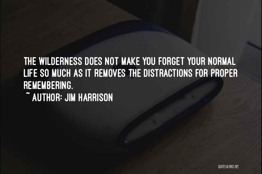 Jim Harrison Quotes: The Wilderness Does Not Make You Forget Your Normal Life So Much As It Removes The Distractions For Proper Remembering.