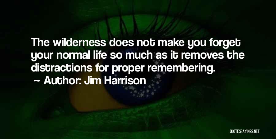 Jim Harrison Quotes: The Wilderness Does Not Make You Forget Your Normal Life So Much As It Removes The Distractions For Proper Remembering.