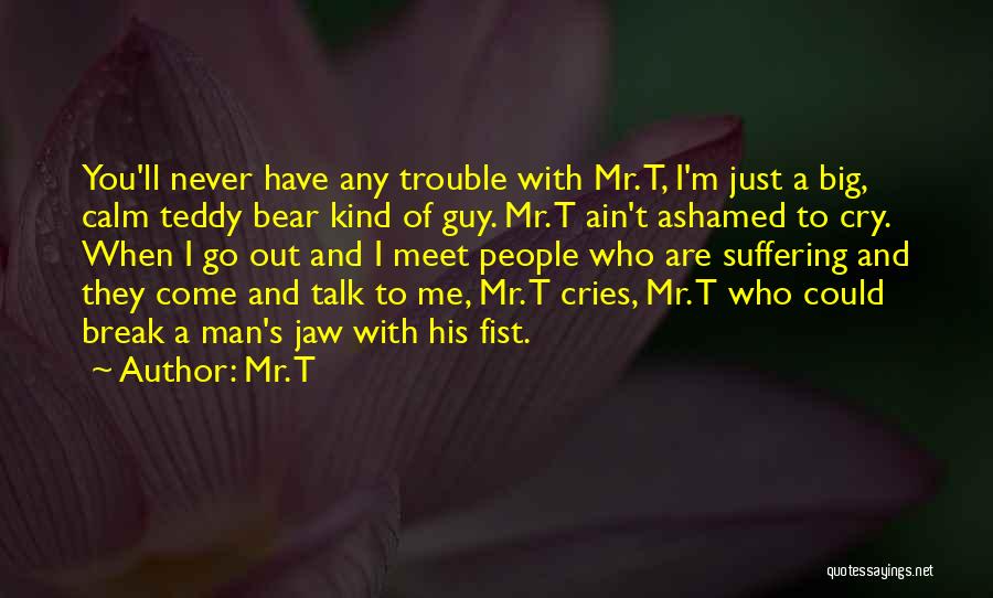 Mr. T Quotes: You'll Never Have Any Trouble With Mr. T, I'm Just A Big, Calm Teddy Bear Kind Of Guy. Mr. T