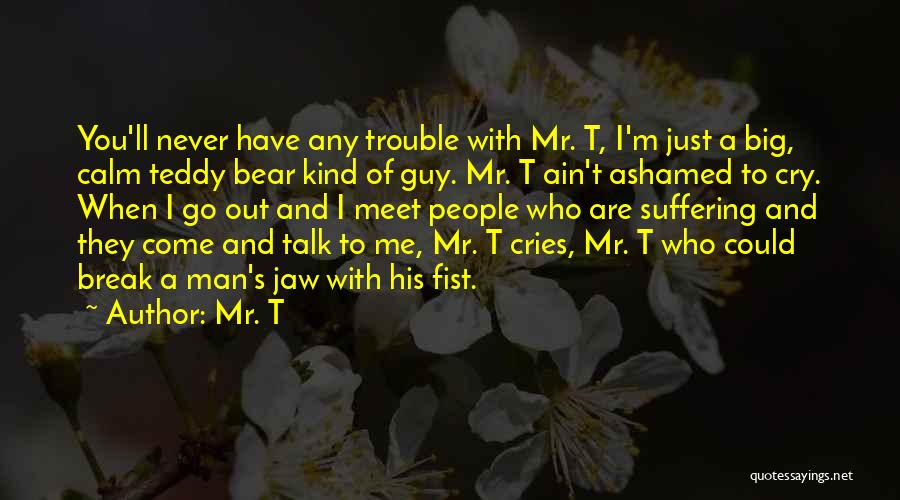 Mr. T Quotes: You'll Never Have Any Trouble With Mr. T, I'm Just A Big, Calm Teddy Bear Kind Of Guy. Mr. T
