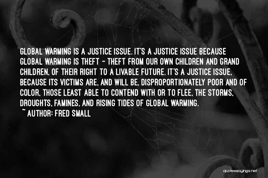 Fred Small Quotes: Global Warming Is A Justice Issue. It's A Justice Issue Because Global Warming Is Theft - Theft From Our Own