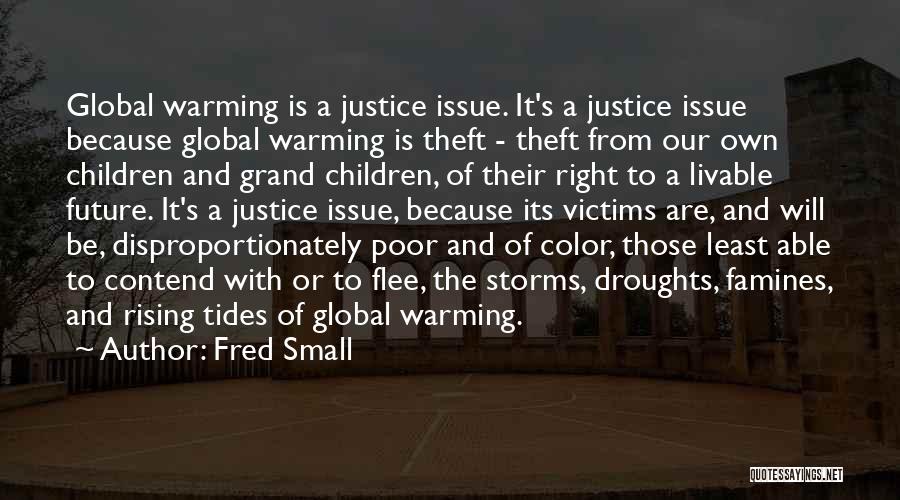 Fred Small Quotes: Global Warming Is A Justice Issue. It's A Justice Issue Because Global Warming Is Theft - Theft From Our Own