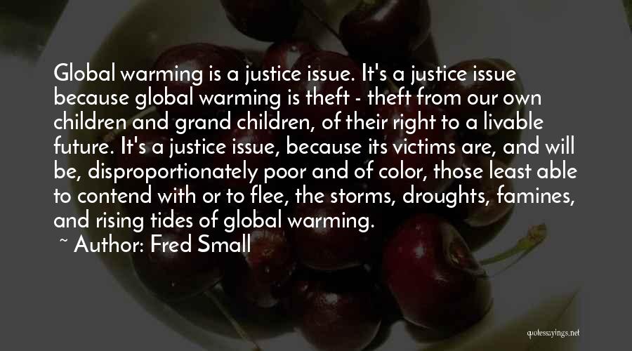 Fred Small Quotes: Global Warming Is A Justice Issue. It's A Justice Issue Because Global Warming Is Theft - Theft From Our Own