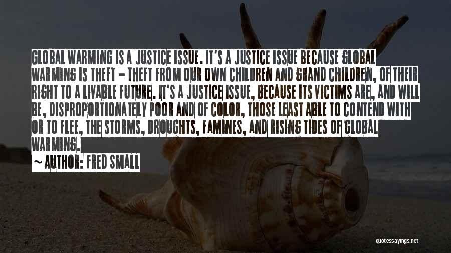 Fred Small Quotes: Global Warming Is A Justice Issue. It's A Justice Issue Because Global Warming Is Theft - Theft From Our Own