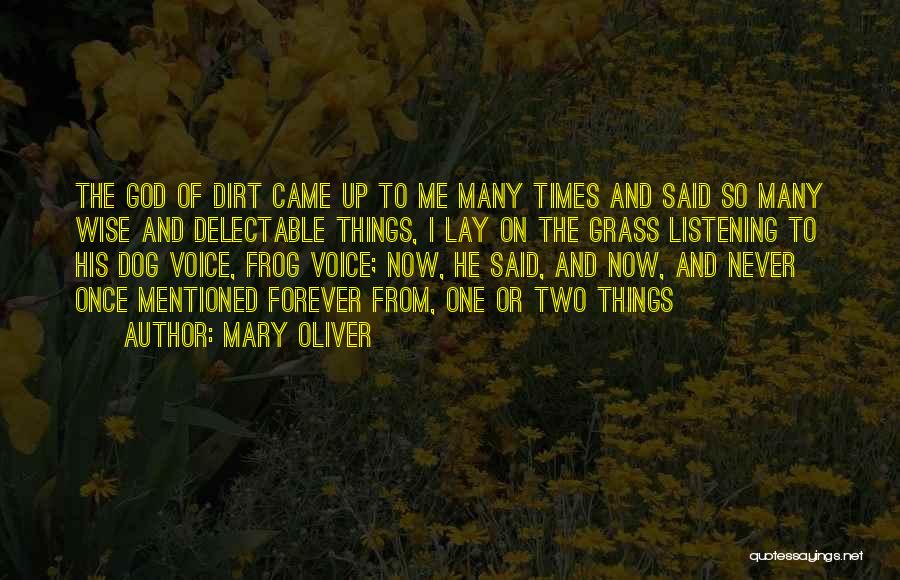 Mary Oliver Quotes: The God Of Dirt Came Up To Me Many Times And Said So Many Wise And Delectable Things, I Lay
