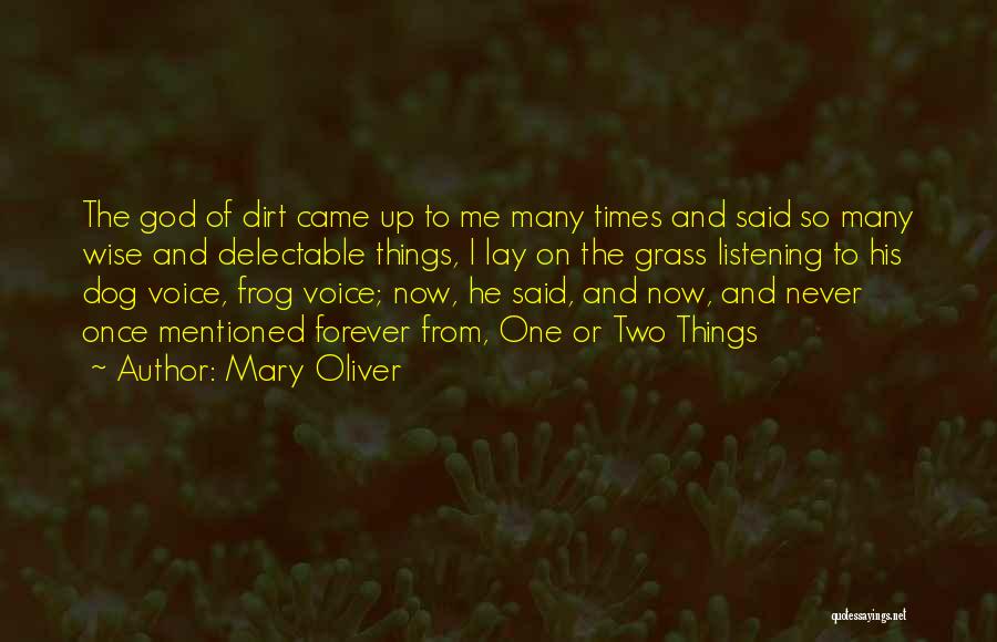 Mary Oliver Quotes: The God Of Dirt Came Up To Me Many Times And Said So Many Wise And Delectable Things, I Lay