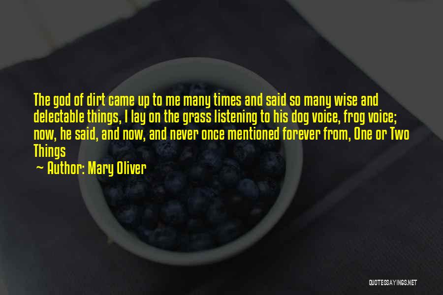 Mary Oliver Quotes: The God Of Dirt Came Up To Me Many Times And Said So Many Wise And Delectable Things, I Lay